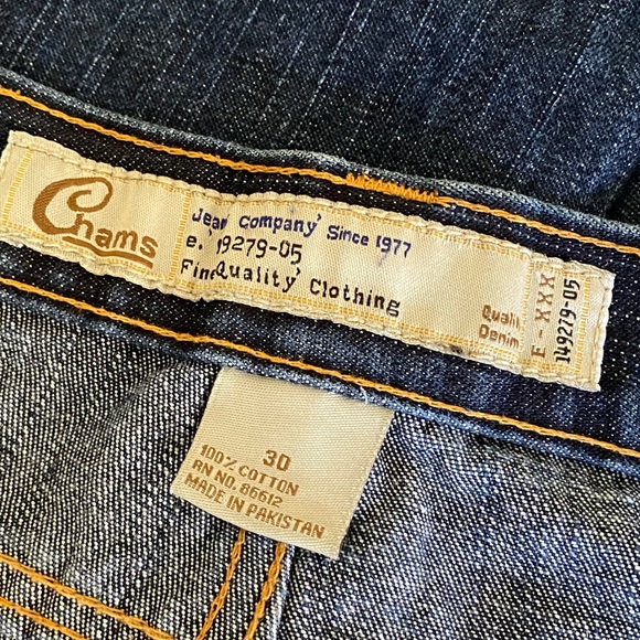 Chams Jeans Dark Wash Contrast Stitching Button Pocket 32x30 F - Picture 4 of 7